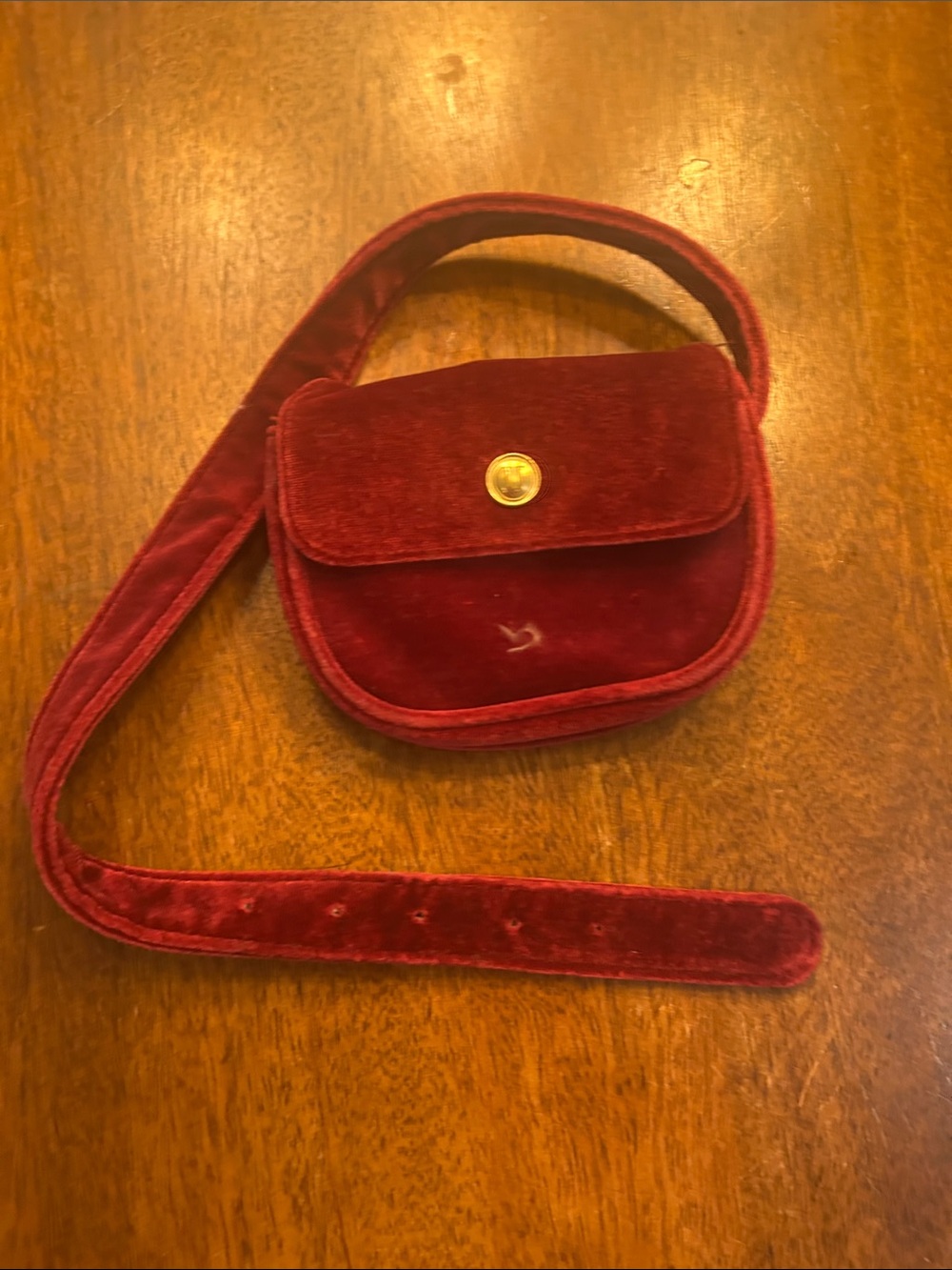 Janie and Jack Burgundy Velvet Mini Crossbody with Gold Button